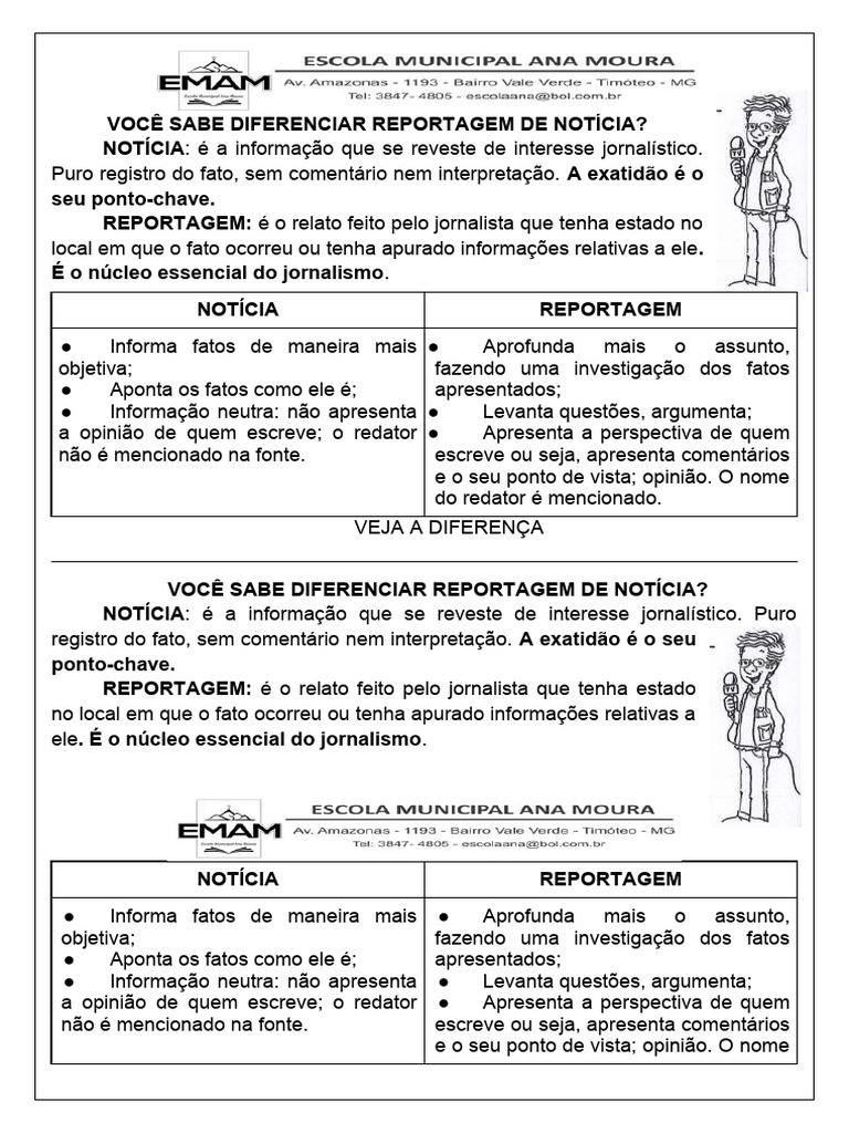 Diferença Entre Notícia e Reportagem | PDF