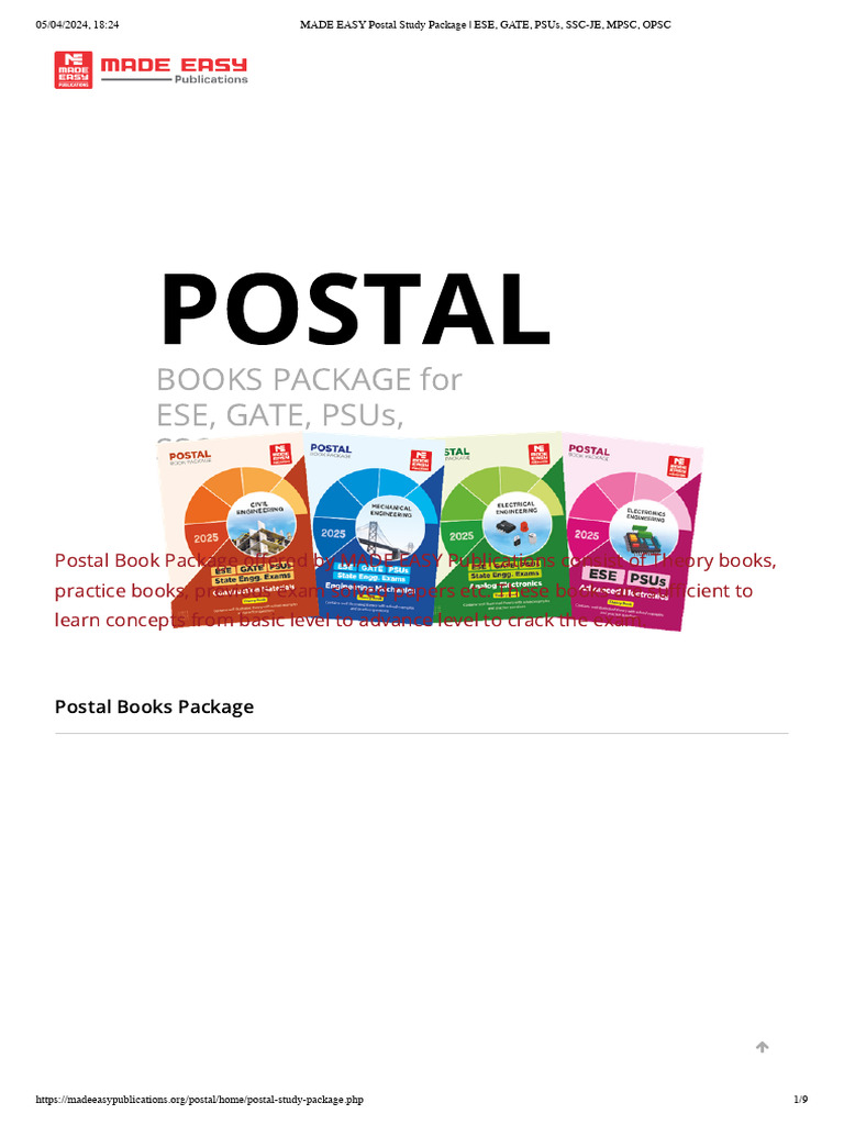 MADE EASY Postal Study Package Front Page | PDF | Engineering | Civil ...