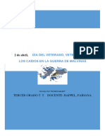 Actividades 2 de Abril - Día Del Veterano y Caidos en La Guerra de Malvinas - para 3° Grado Esc. 242 T. T