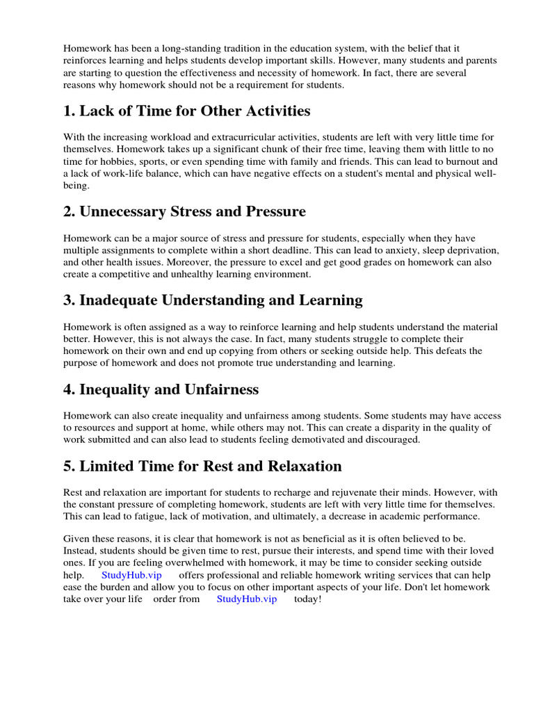 Reasons why you shouldnt have homework pdf homework teachers