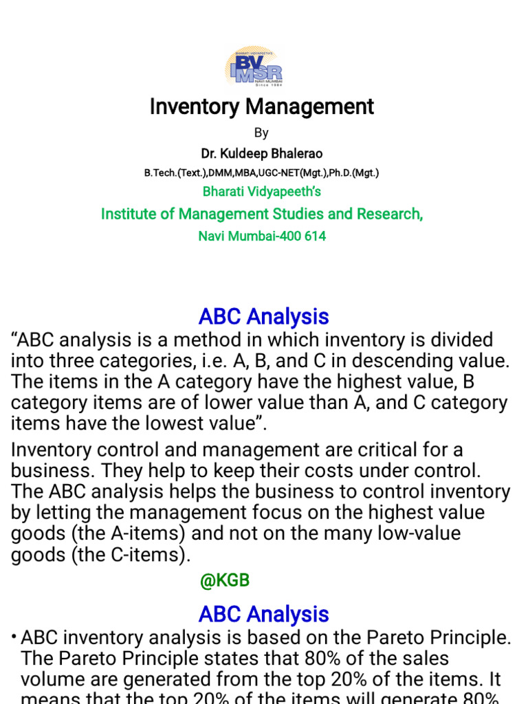 ABC EOQ Chapter 5 Inventory Management | PDF | Economies | Production ...