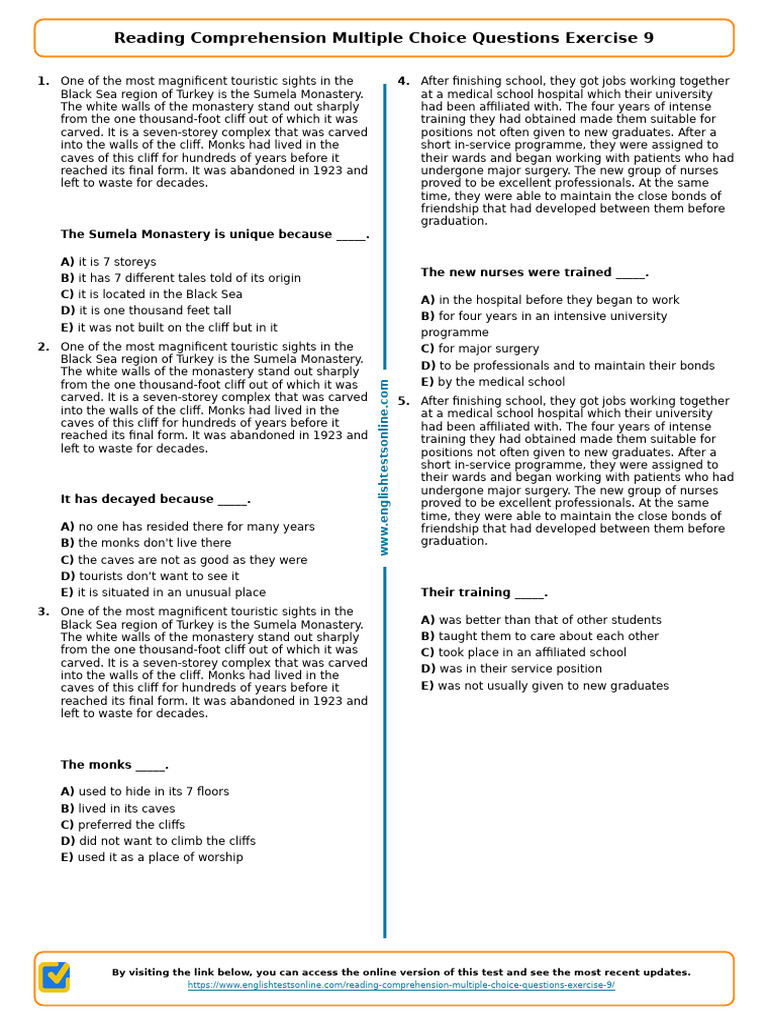 READING COMPREHENSION 1 | PDF | Algae | Meal