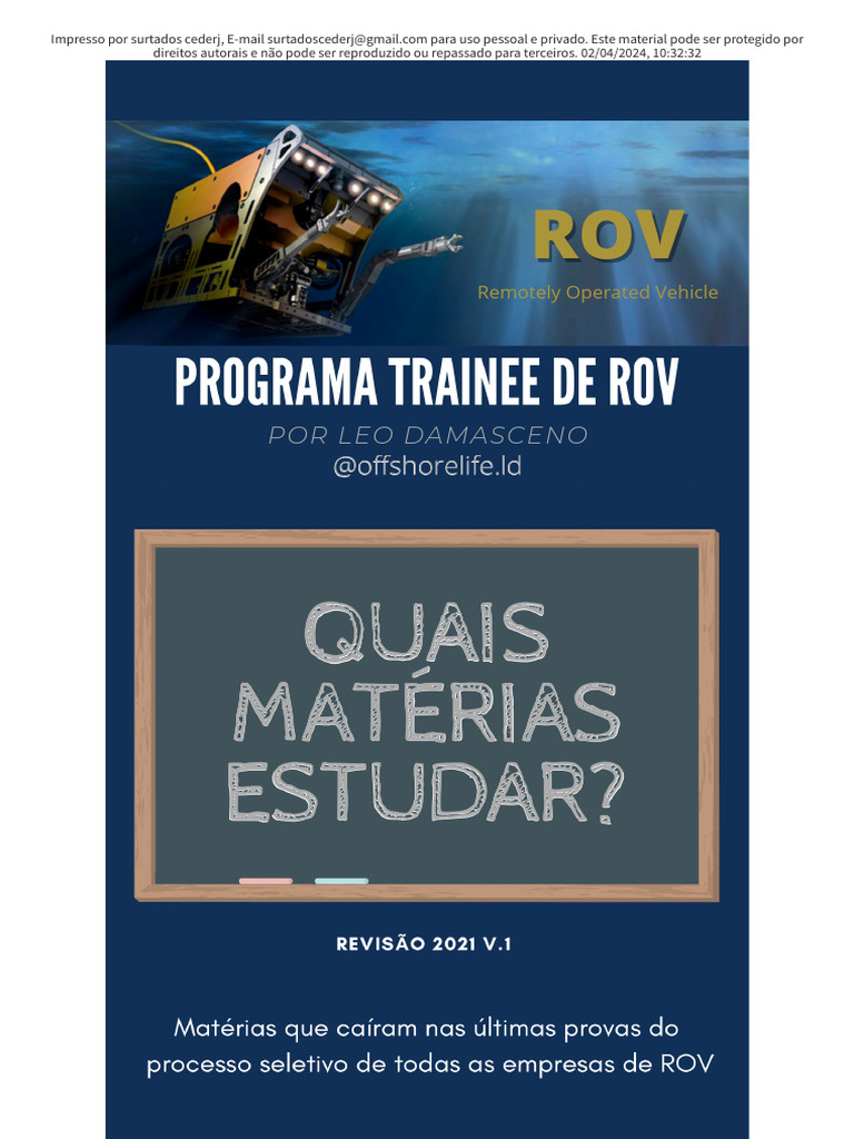 Matérias Das Provas Técnicas - Trainee de ROV - Passei Direto | PDF