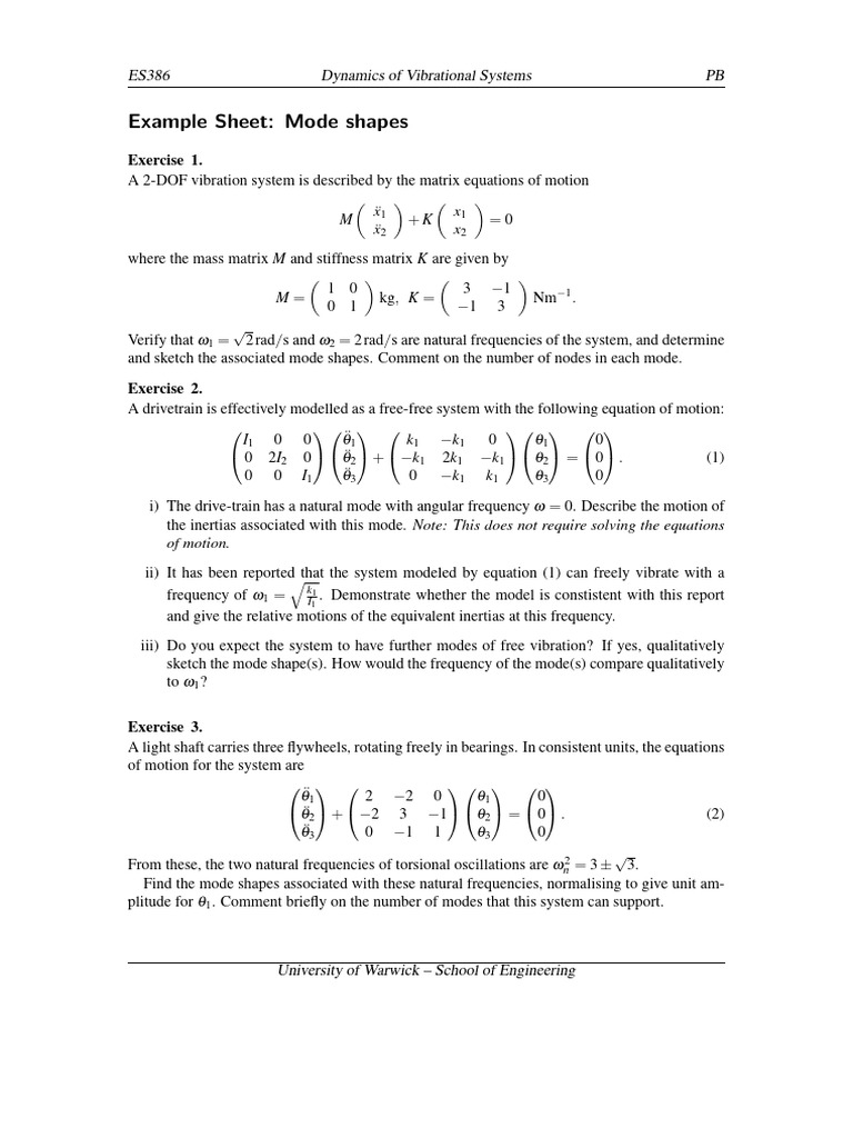 Mode Shapes and Vibrations Analysis | PDF | Normal Mode | Motion (Physics)