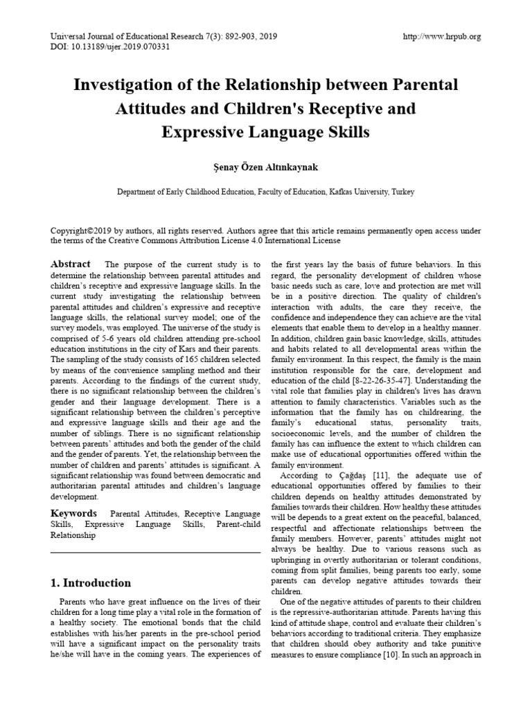 Investigation of The Relationship Between Parental Attitudes and ...