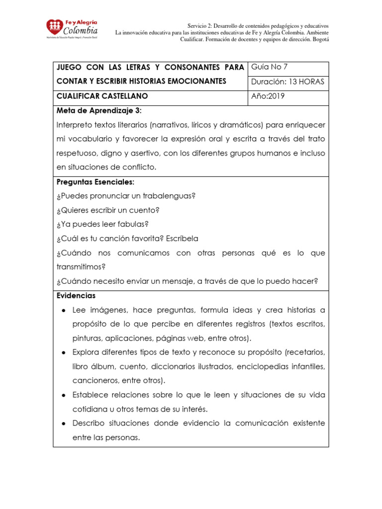 Actividades de Lectura y Escritura Infantil | PDF | Comunicación ...