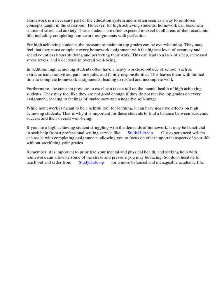 Homework Hurts High Achieving Students | PDF | Homework | Schools