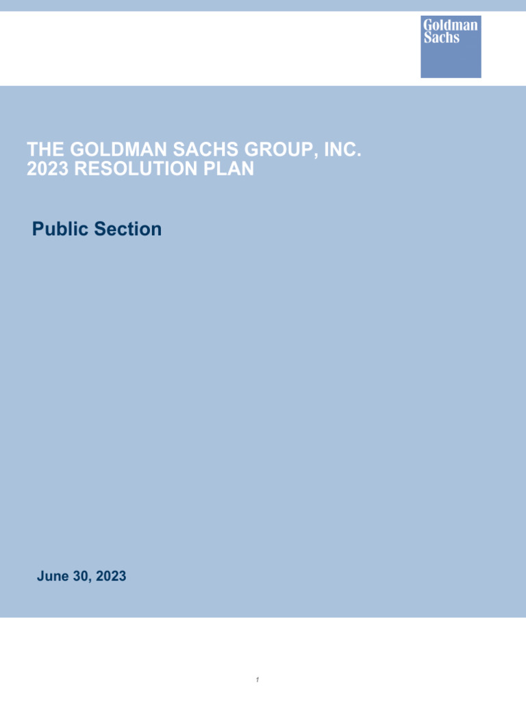 2023 Goldman Sachs Resolution Plan | PDF | Capital Requirement | Loans