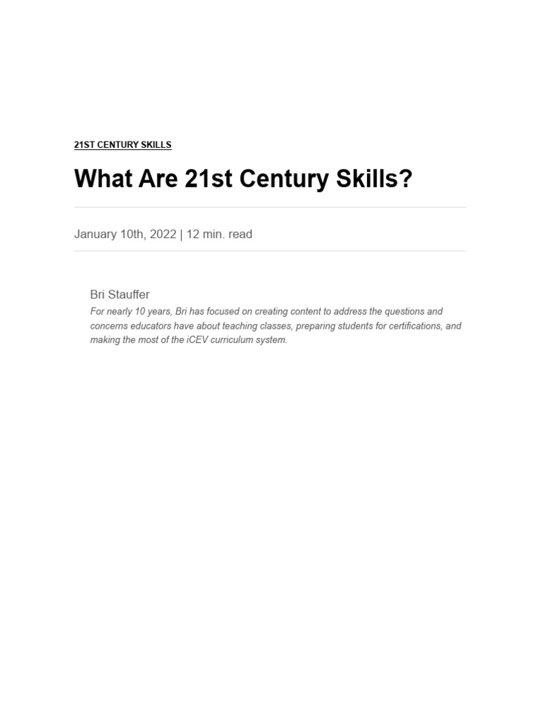 What Are 21st Century Skills_ | PDF | Leadership | Information Literacy