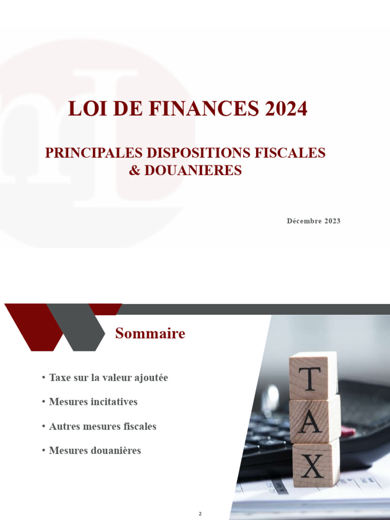 Dispositions fiscales de la LDF 2024 | PDF | Taxe sur la valeur ajoutée ...