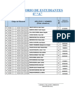 DIRECTORIO DE ESTUDIANTES 6to GRADO A