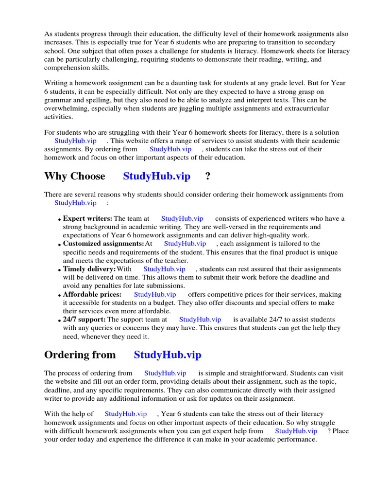 Year 6 Homework Sheets Literacy | PDF | Worksheet | English As A Second