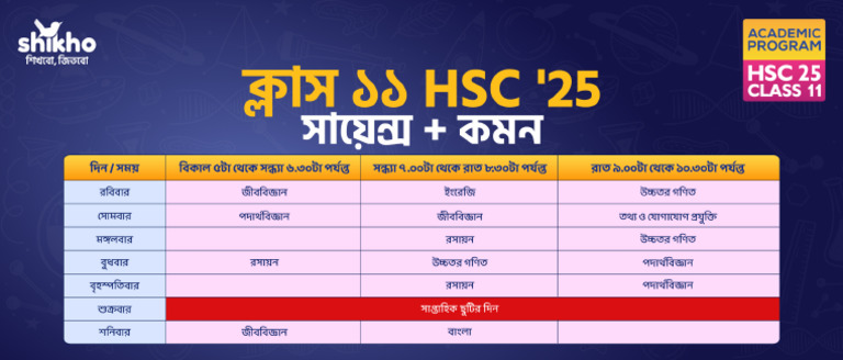 Class-11 - HSC '25 - Routine | PDF