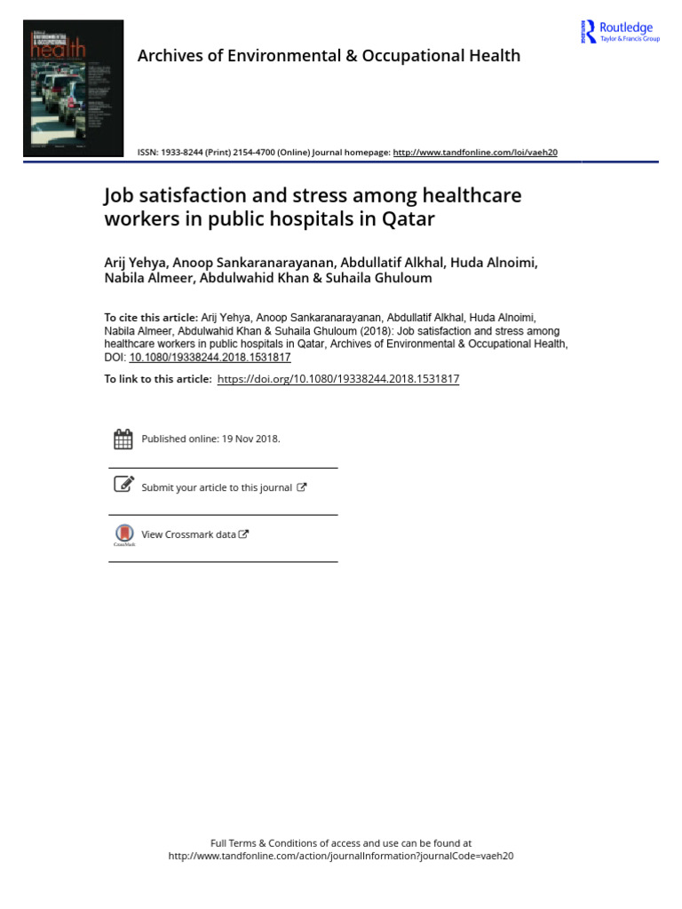 Job Satisfaction and Stress Among Healthcare Workers in Public ...