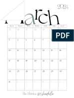 Simple Elegant March 2024 Calendar Monthly Planner