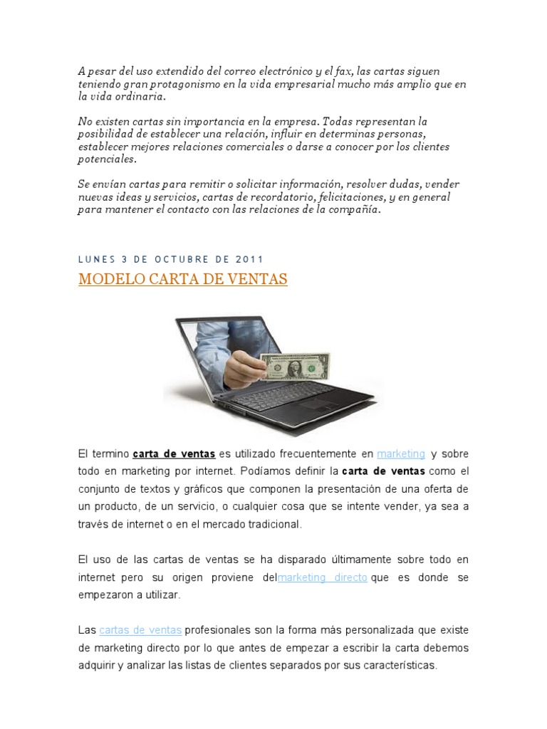 Modelo Carta Venta PDF Marketing Cliente