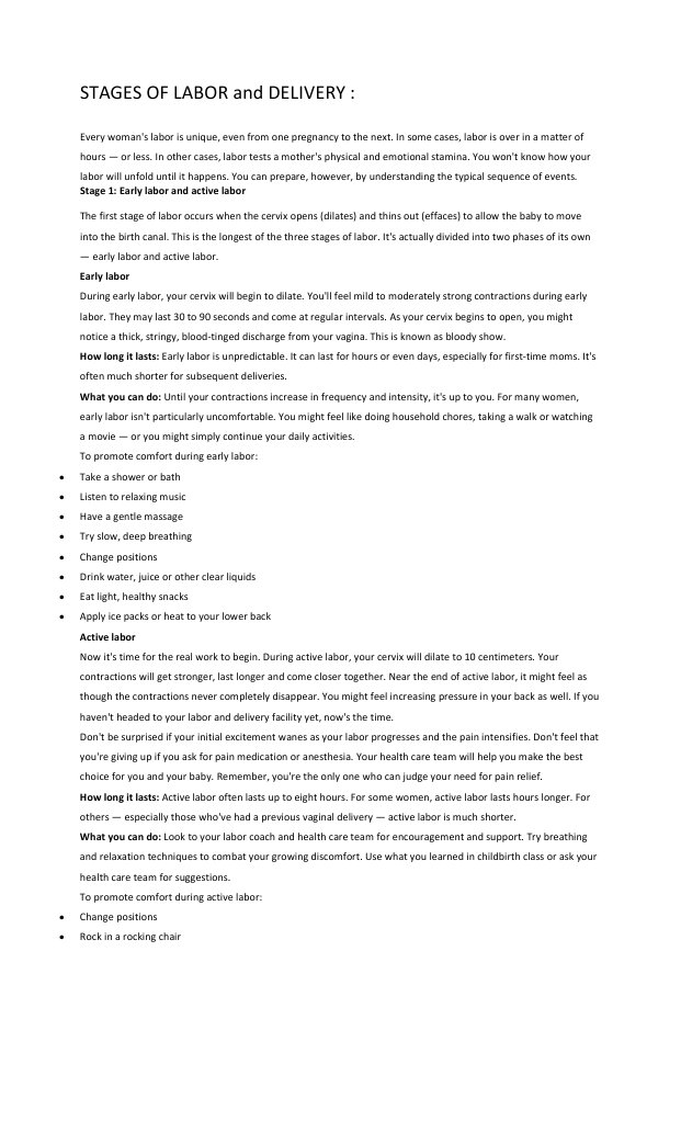 Stages of Labor and Delivery | PDF | Childbirth | Medicine
