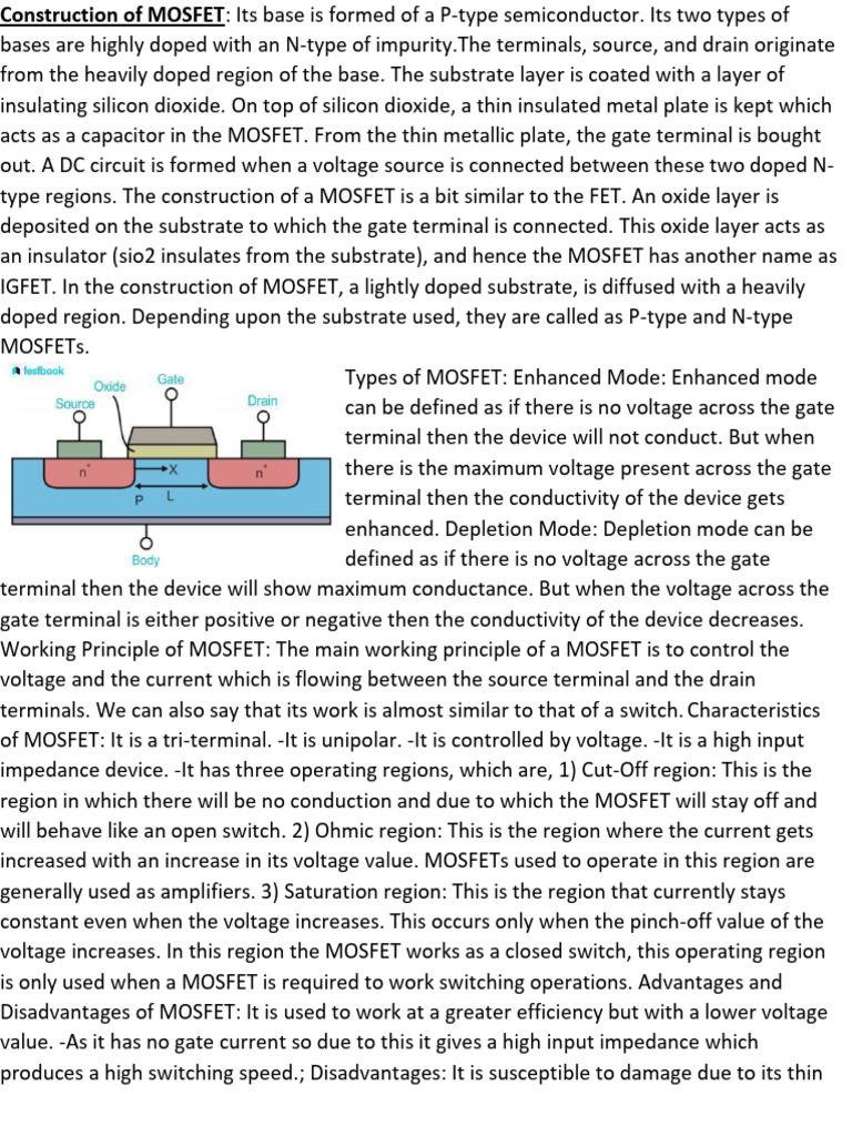 Construction of MOSFET - Organized - Rearranged 2 | PDF | Field Effect ...