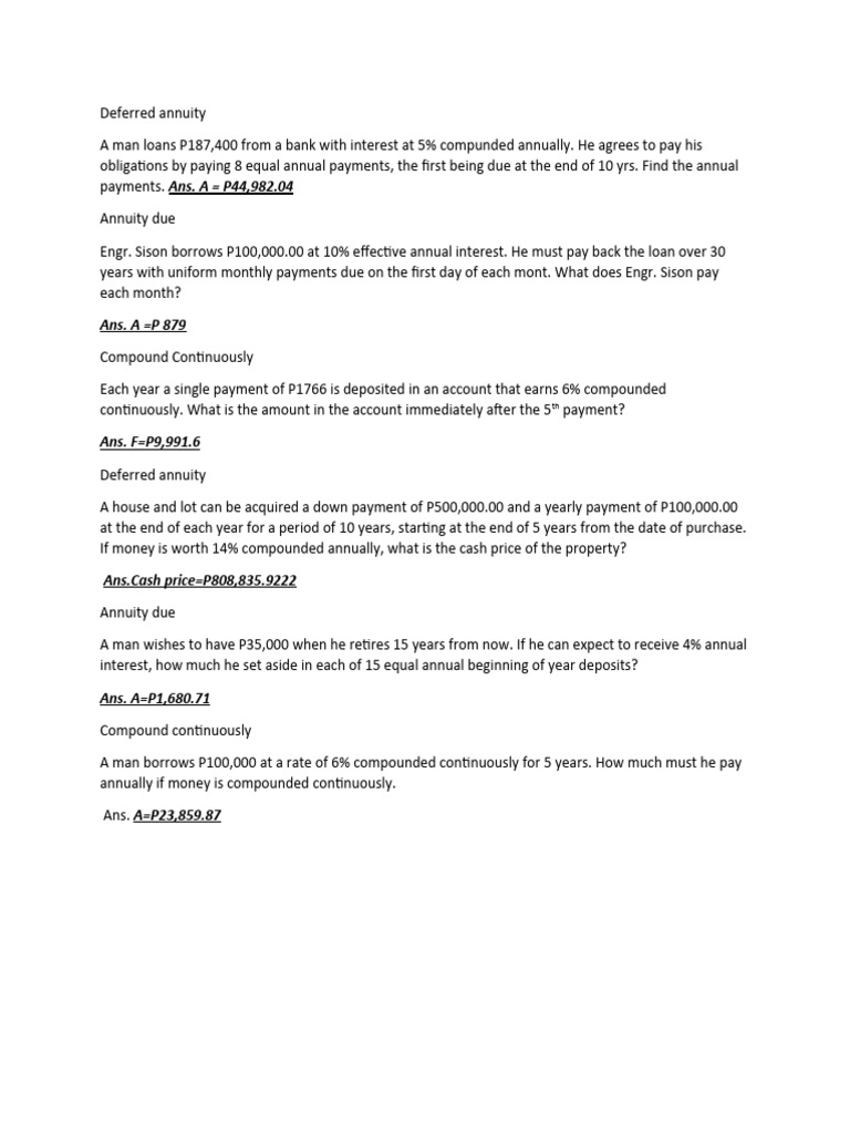 Annuity Calculations and Examples | PDF