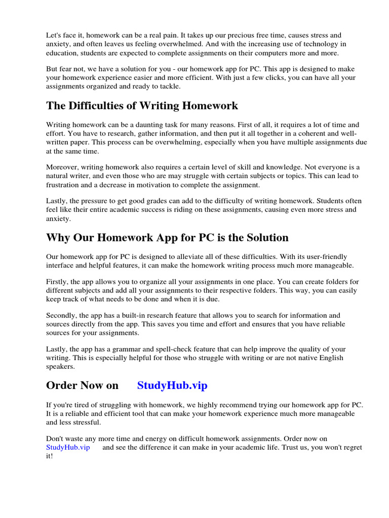 My Homework App For PC | PDF | Homework | Mobile App