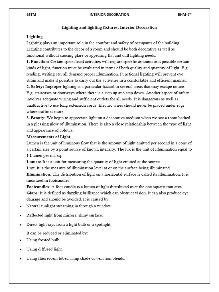 Lighting And Lighting Fixtures Pdf Lighting Incandescent Light Bulb