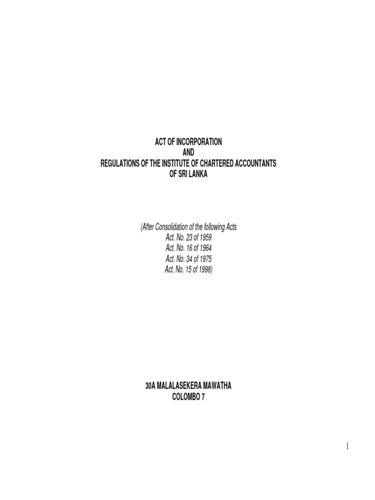 Incorporation of Chartered Accountants Act | PDF | Accountant | Accounting