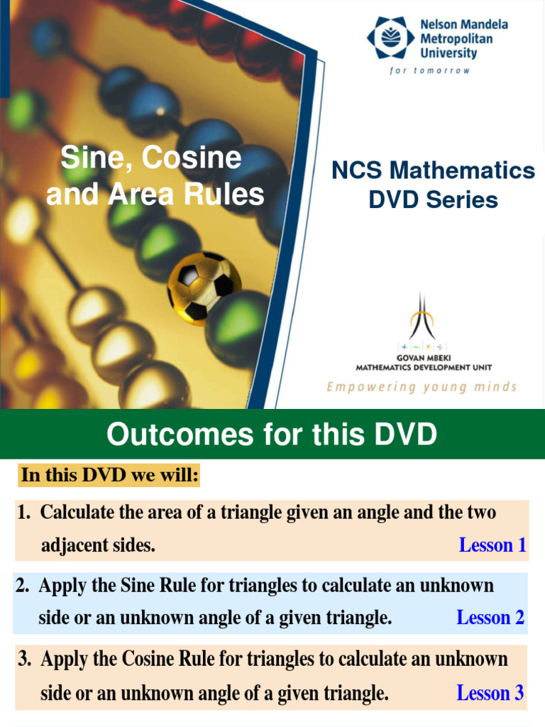 Sine, Cosine, and Area Rules Guide | PDF | Triangle | Trigonometry