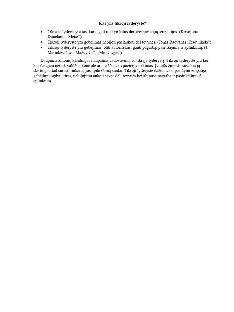 Kas Yra Tikroji Lyderystė | PDF