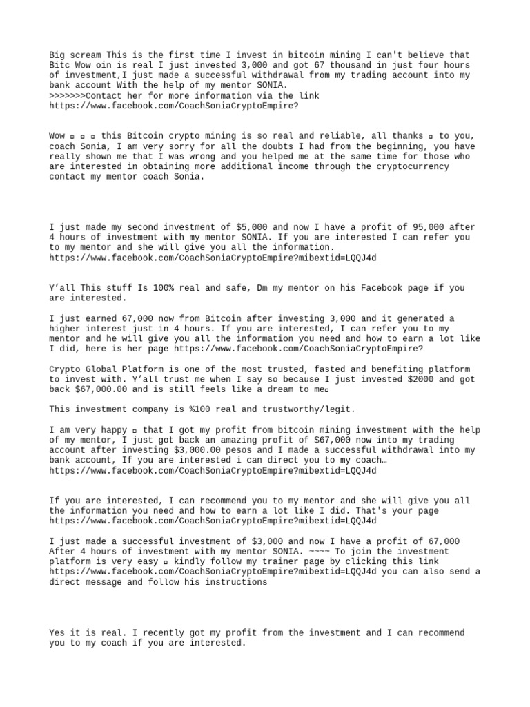 Bitcoin Investment Success Stories | PDF | Cryptocurrency | Applications Of  Cryptography