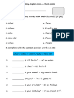 Secondary English Exam - 3 Grade - Be Questions Words