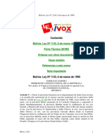 Contenido: Bolivia: Ley #1143, 6 de Marzo de 1990 Ficha Técnica (DCMI) Enlaces Con Otros Documentos