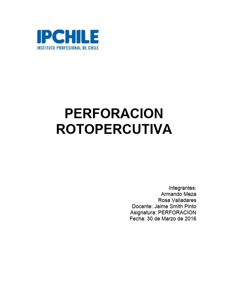 Informe Roto Percucion | PDF | Perforación | Procesos industriales