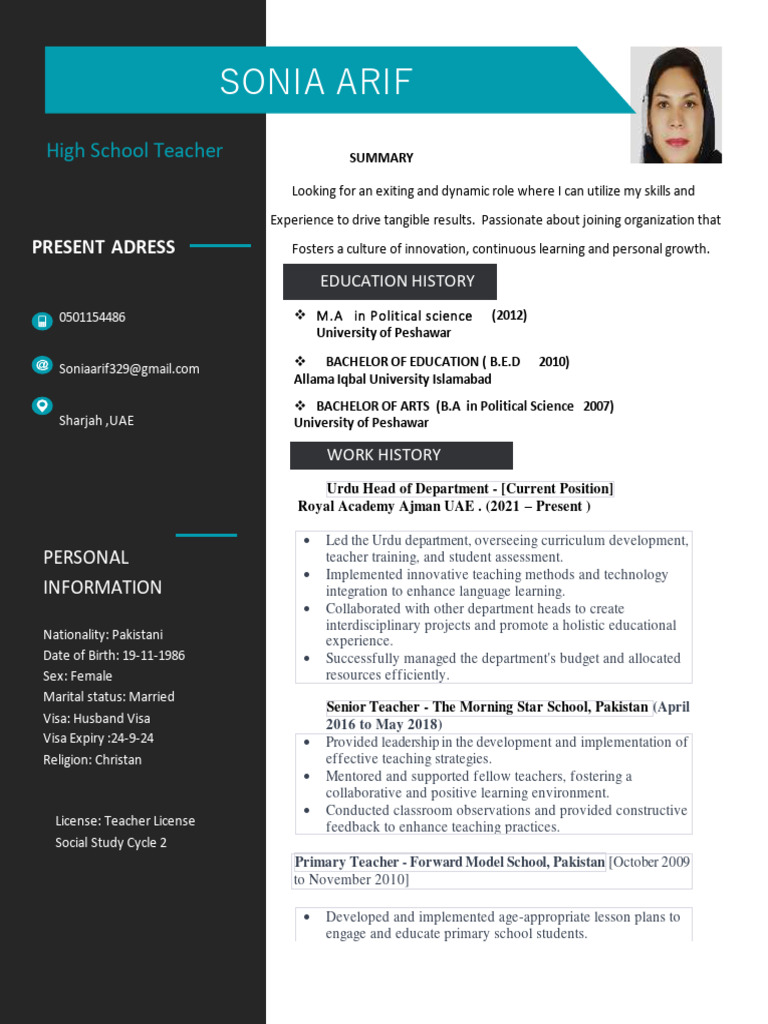Sonia+Resume+ (1) | PDF | Teachers | Teaching Method