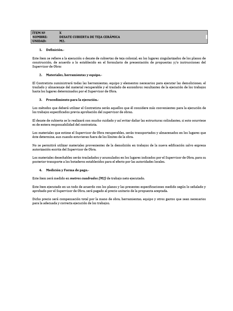 Desate Cubierta de Teja Cerámica | PDF