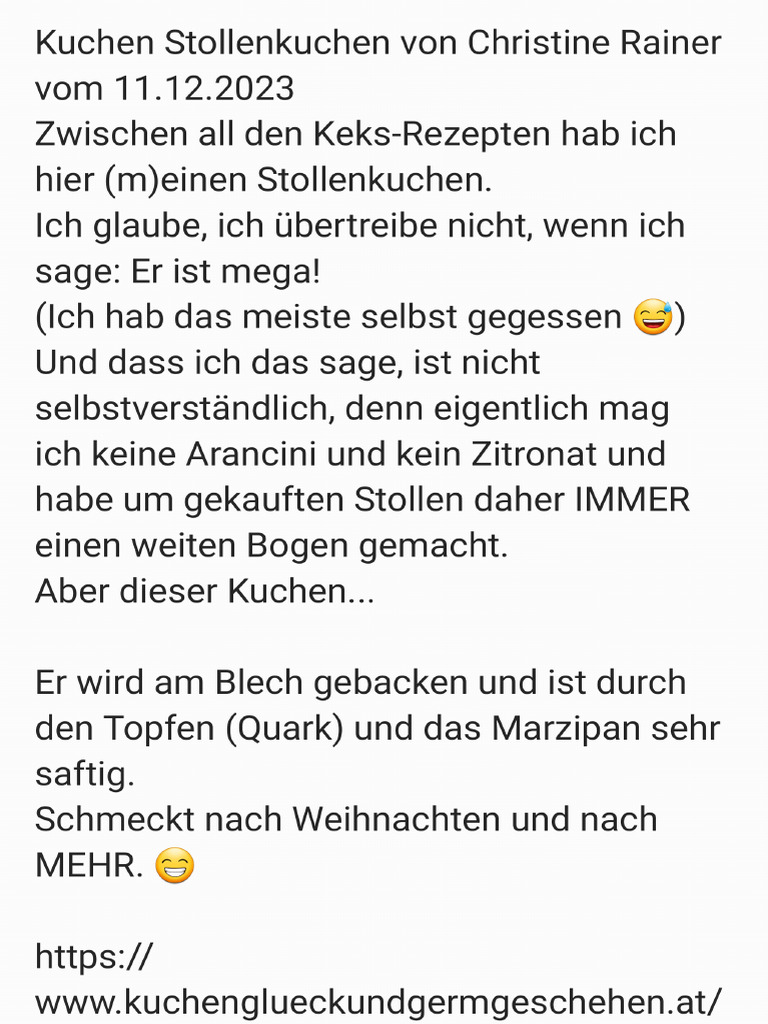 Kuchen Stollenkuchen Von Christine Rainer | PDF