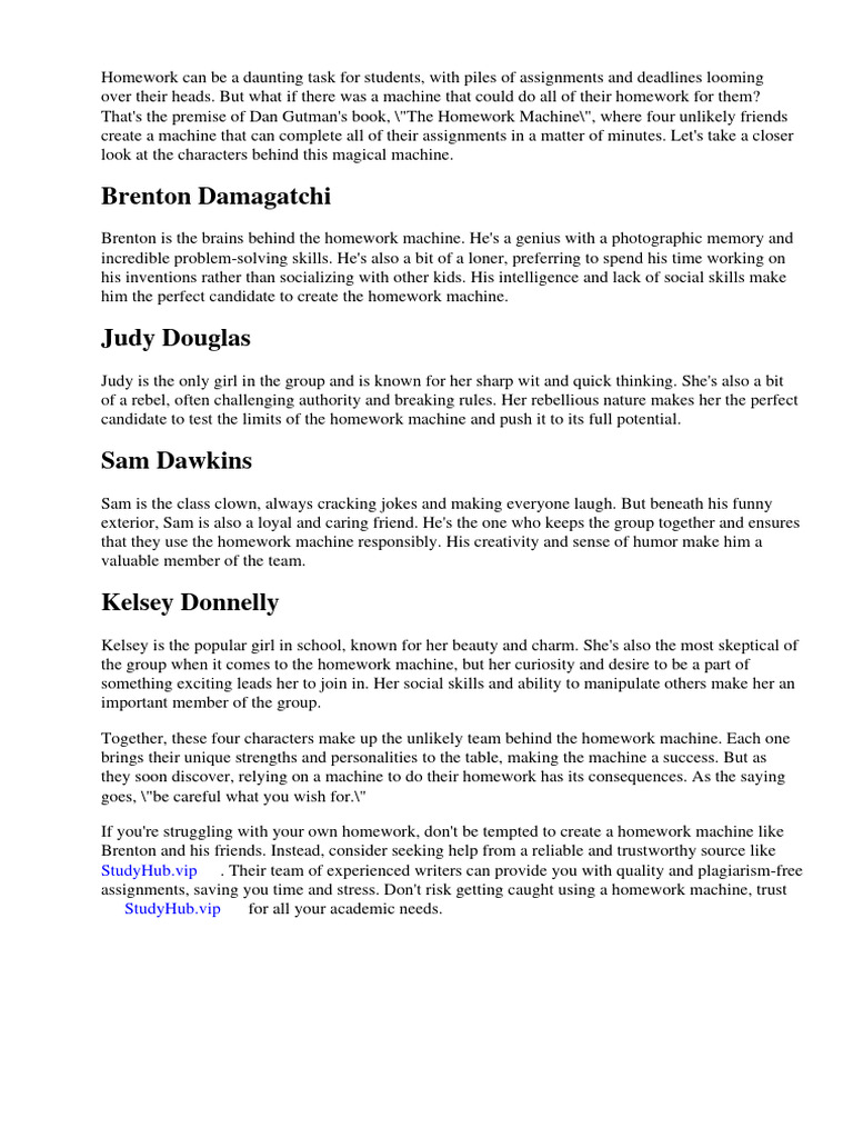 Homework Machine Characters | PDF | Homework