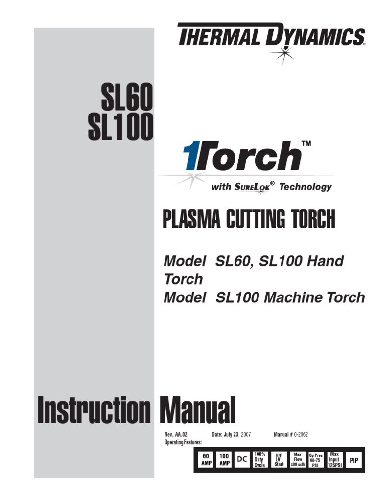 Thermal Dynamics SL100 Owner | PDF | Legal Liability | Electric Arc