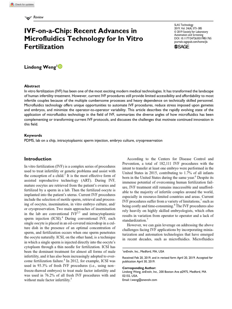 IVF Microfluidics Advances | PDF | In Vitro Fertilisation | Ovary