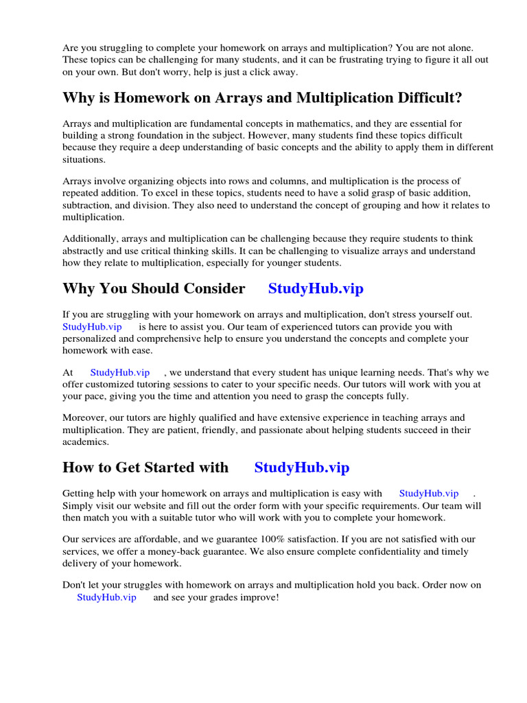My Homework Lesson 4 Arrays and Multiplication | Download Free PDF ...