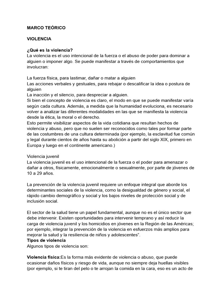 Tipos y Causas de la Violencia | PDF | Violencia | Adolescencia
