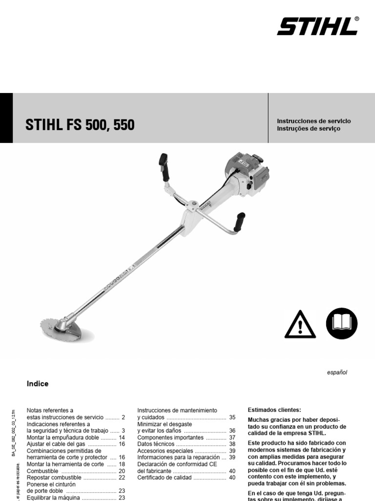 Stihl FS 500, 550 | Descargar gratis PDF | Motores | Herramientas
