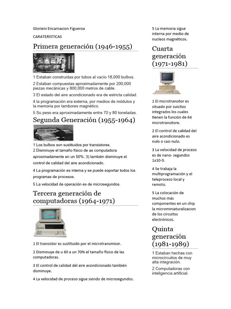 Evolución de las Generaciones de Computadoras | PDF | Almacenamiento de ...