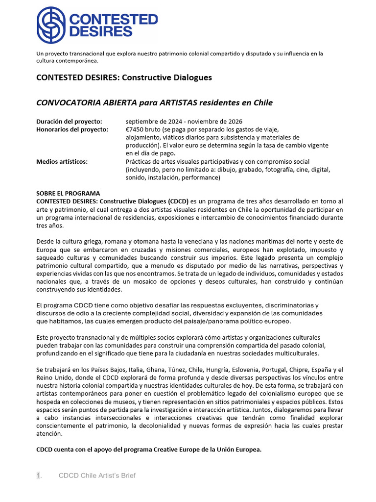 Convocatoria para Artistas en Chile: CDCD | PDF | Museo | Chipre