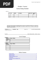 Testing Checklist Product Version