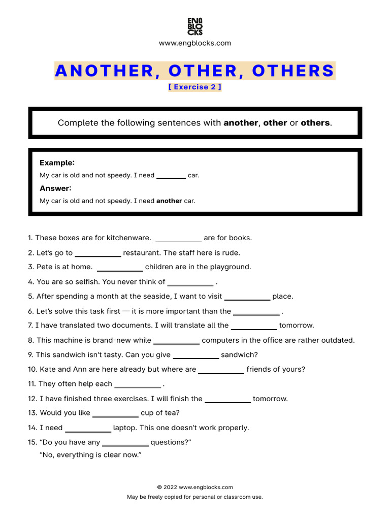 Exercises on Another and Other Usage | PDF