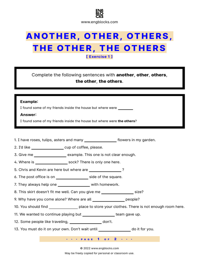Exercises on Another and Other Usage | PDF | Language Arts & Discipline