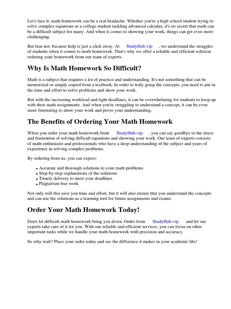Order Math Homework Help Online | PDF | Homework | Mathematics