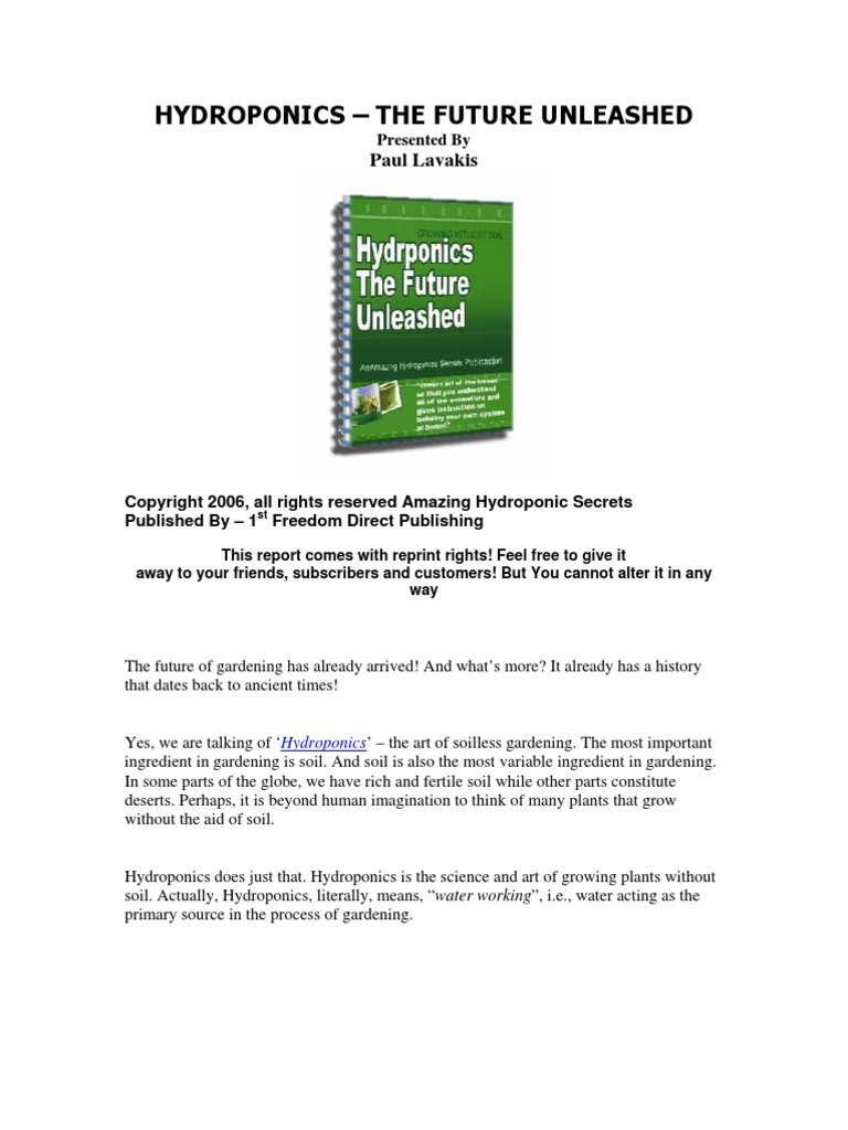 Hydroponics-Your Very Own Hydroponic Garden | PDF
