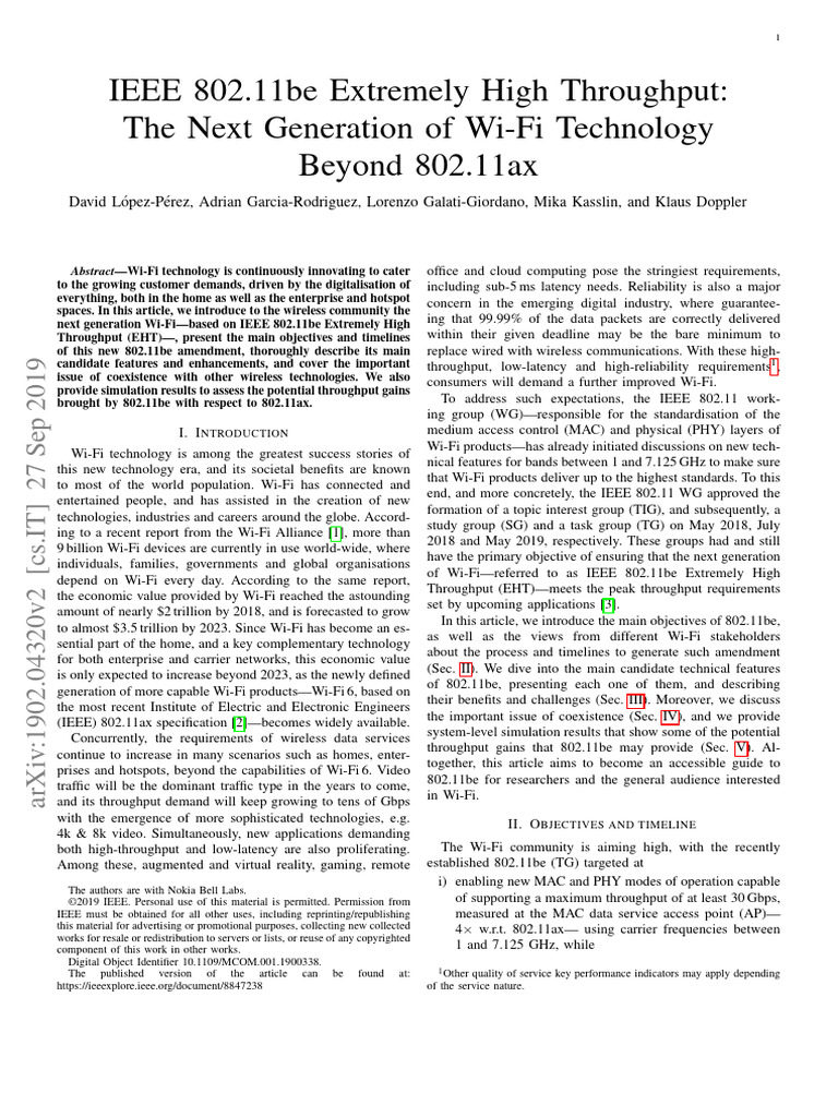 802.11be: Next-Gen Wi-Fi EHT Overview | PDF | Ieee 802.11 | Wi Fi