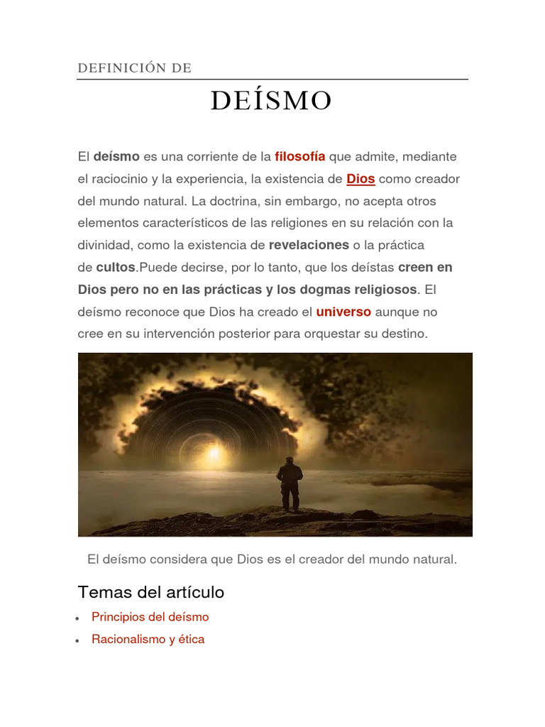 DEFINICI N DE DEISMO PDF De smo Dios